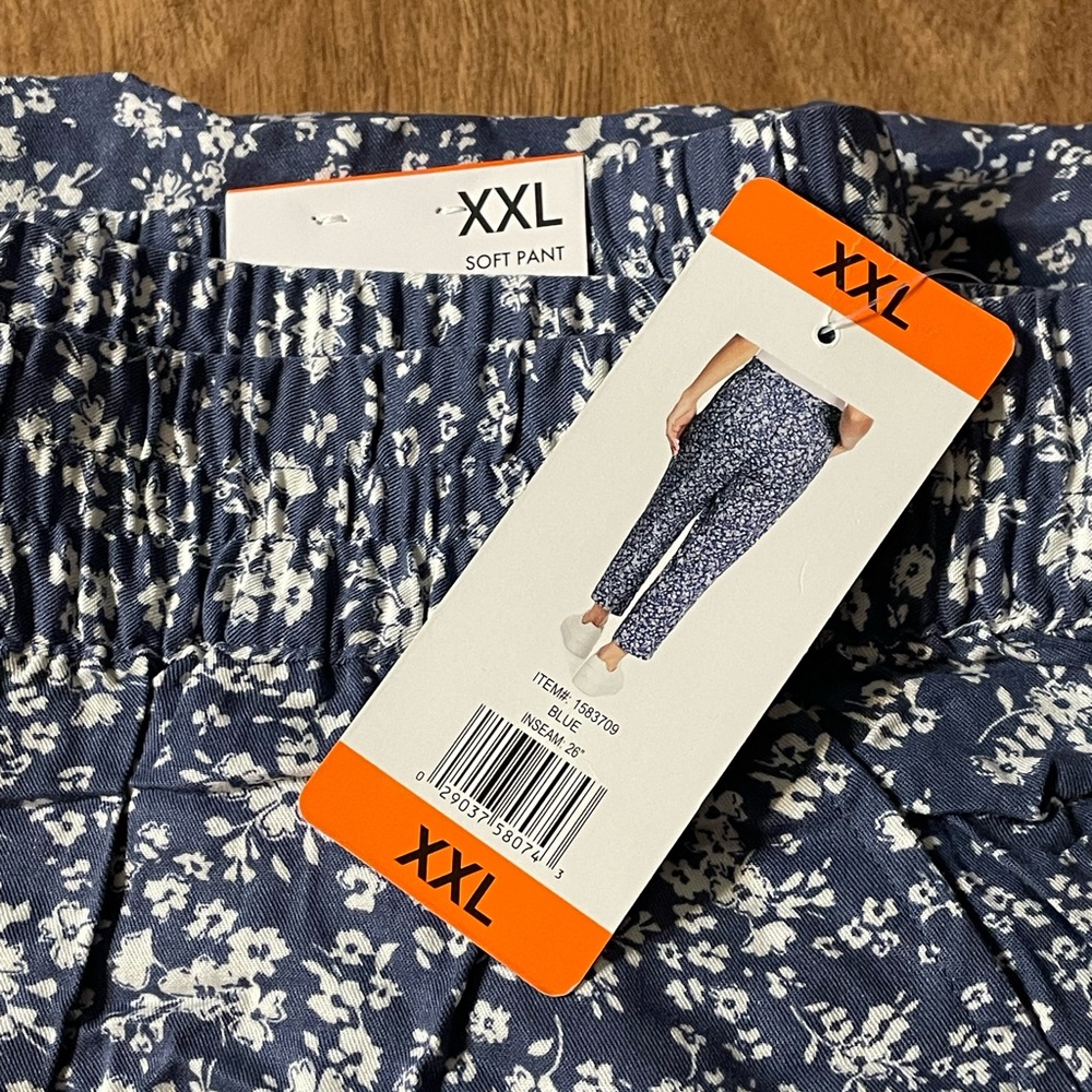 Floral Blue Boot Cut Pants - XXL